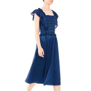 Rebecca Taylor La Vie Blue Ruffle Midi Dress XS